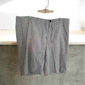 Perry Ellis Drawstring Shorts Linen Blend‎ Casual Summer Khaki Size 36 tall